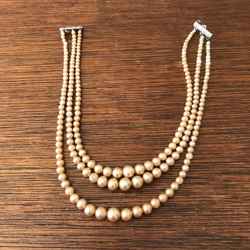 Vintage Pearl Three Strand Necklace